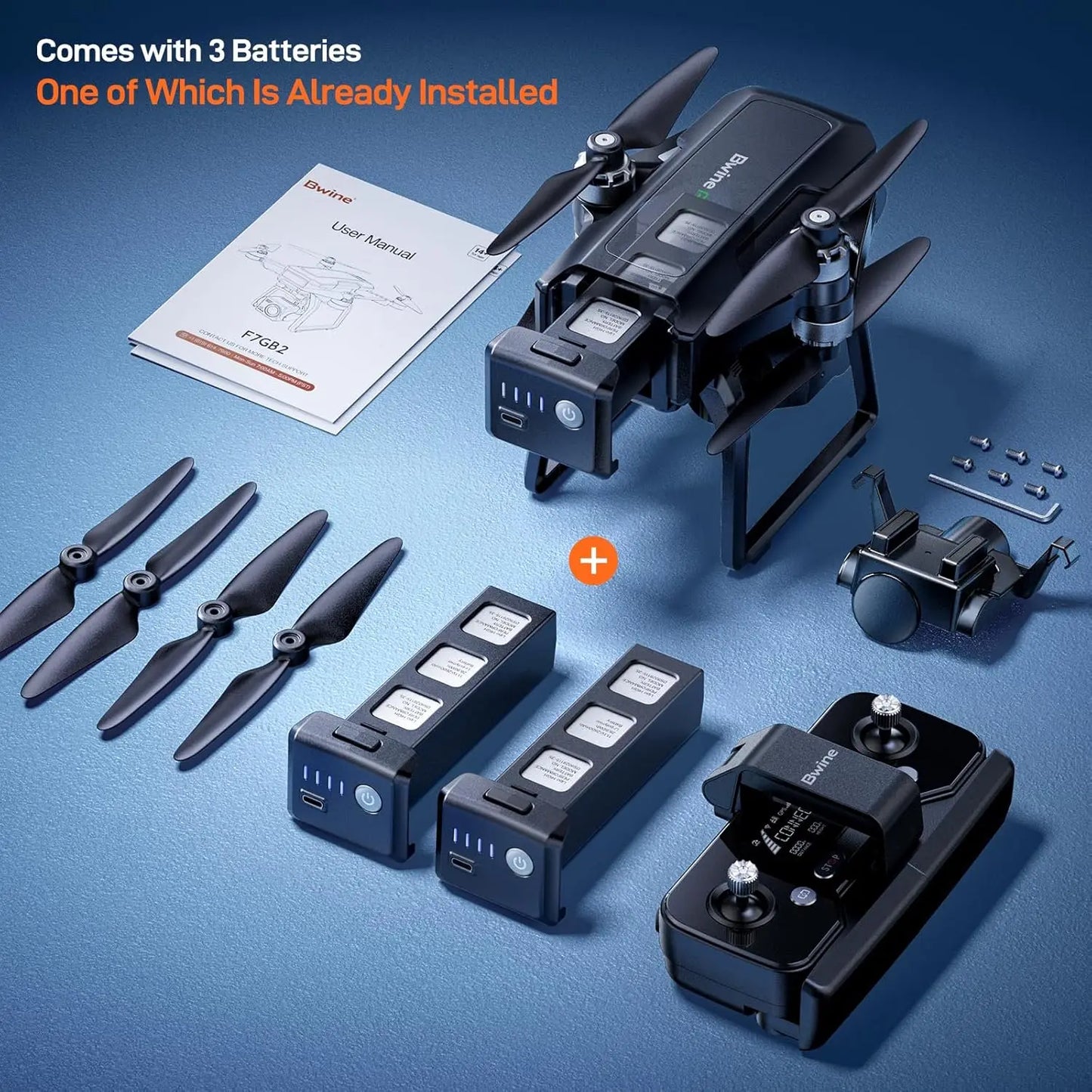Hot Deal Bwine F7 GPS Drones with Camera 4K Night Vision, 3-Aix Gimbal, 2Mile Long Range, 75Mins Flight Time Prof&Bignner Mode
