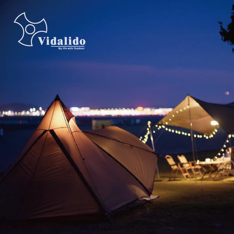 Vidalido Outdoor Camping Luxury 2-4 people Indian Pyramid Tent Sunshade Self-driving Rainproof Family Travel Tent
