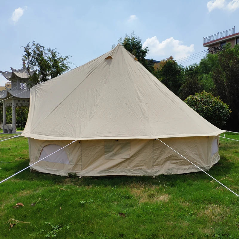 Cotton Cloth Fabric Outdoor Camping Tents, Bell Type, Waterproof, Mildewproof, Large Tent, Luxury, Wedding, 3M Diameter