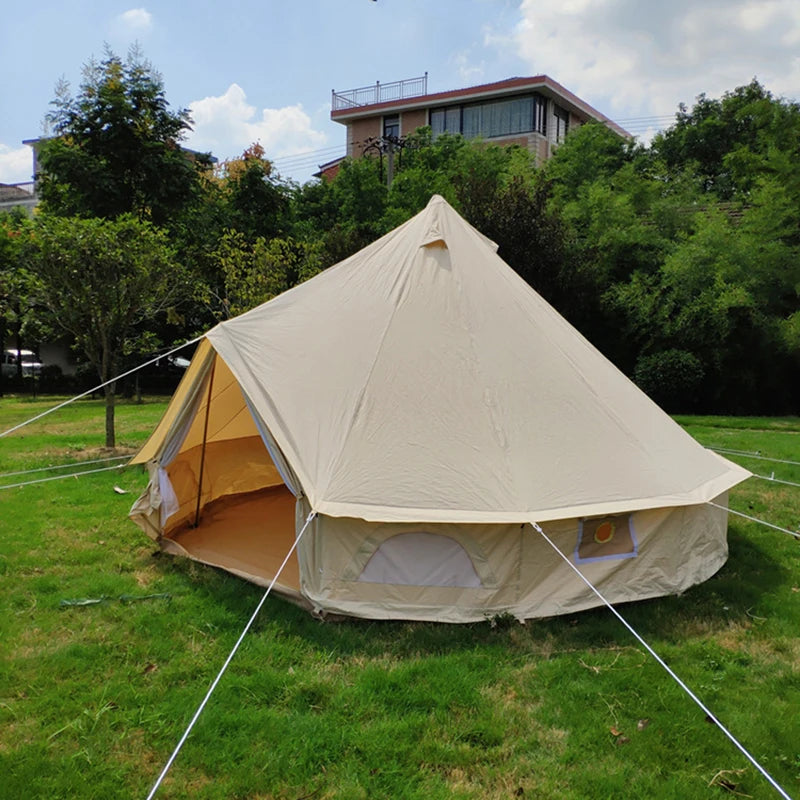 Cotton Cloth Fabric Outdoor Camping Tents, Bell Type, Waterproof, Mildewproof, Large Tent, Luxury, Wedding, 3M Diameter