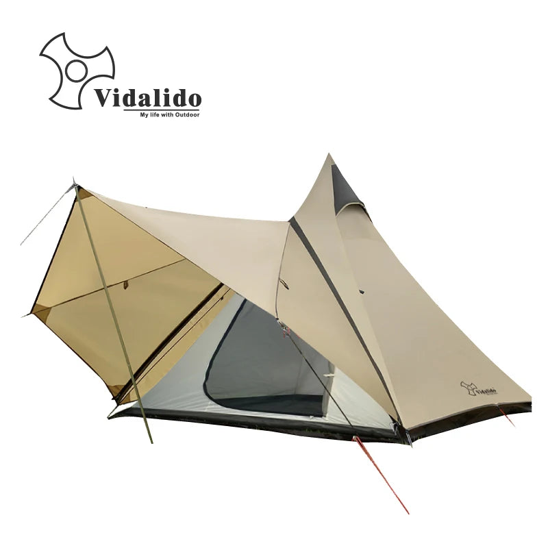 Vidalido Outdoor Camping Luxury 2-4 people Indian Pyramid Tent Sunshade Self-driving Rainproof Family Travel Tent