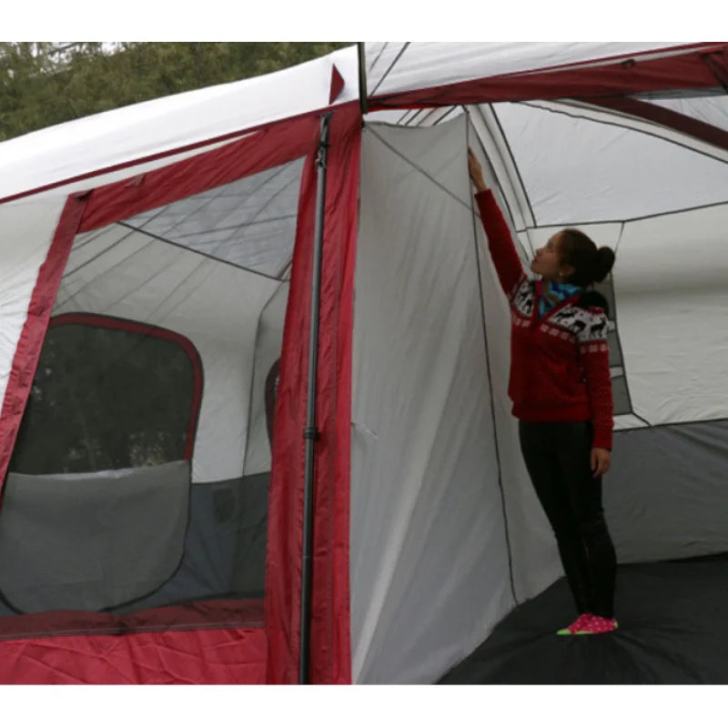 Big Space Outdoor Camping Tents 8-12 Persons Double Layers 2 Rooms 1 Living Room Luxury Waterproof Camping Tent