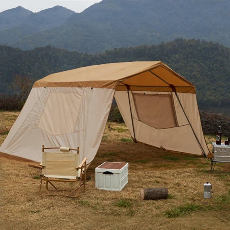Large Space Luxury Family Tent Camping 5-8 Person Thick Vinyl Rainproof Windproof Fabric Hiking Outdoor Tent