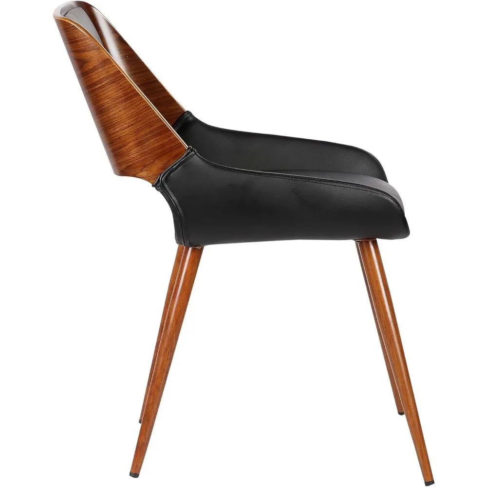 Panda Mid Century Modern Upholstered Fabric and Walnut Wood Dining Accent Chair for Kitchen Table Desk Vanity