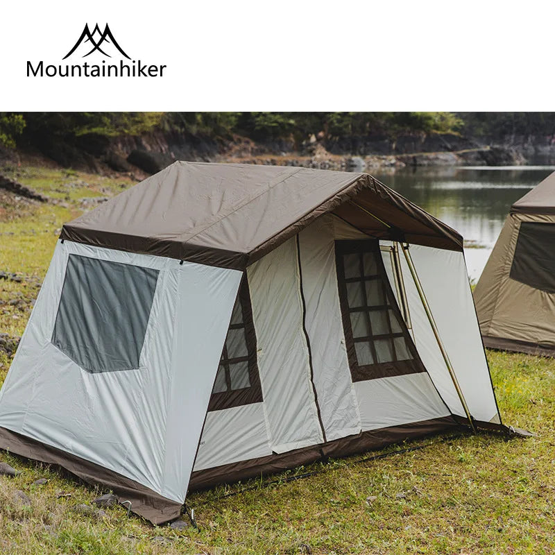 MOUNTAINHIKER 무료 배송 3-6Person Outdoor Camping Cabin Tent Luxury Ultralight Large Family Waterproof Thickened Hiking Picnic Tent