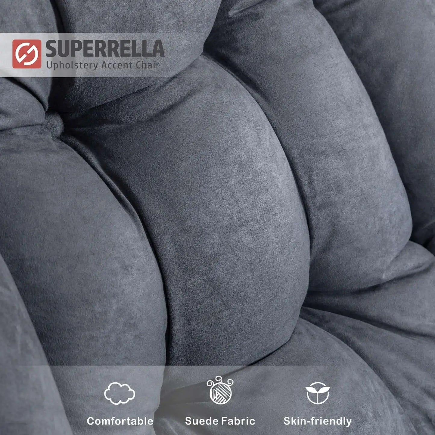Modern Soft Accent Chair Living Room Upholstered Single Armchair High Back Lazy Sofa (Cool Grey)