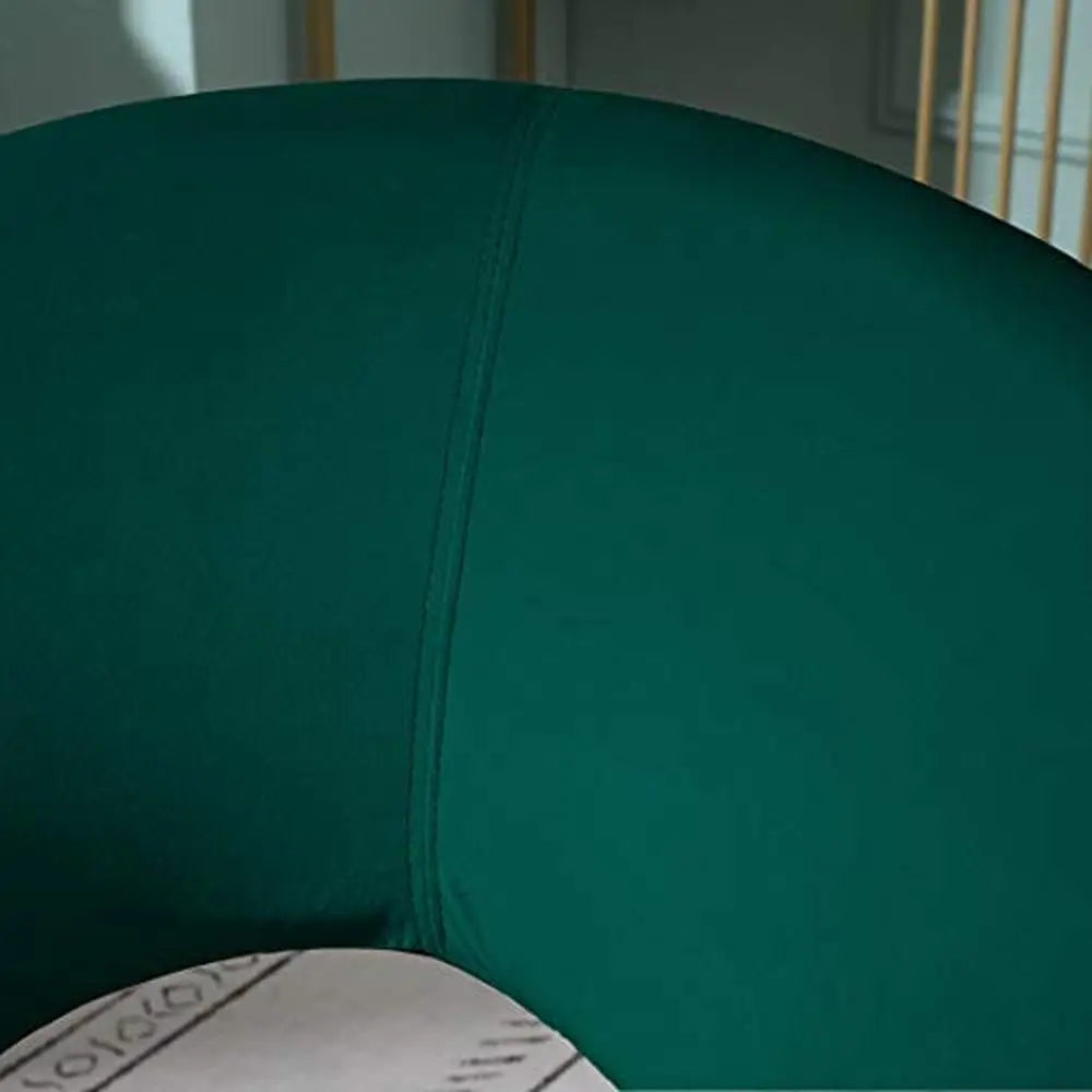 Green Velvet Accent Chair with Curved Back and Gold Tone Base Comfortable Upholstered Seat Sturdy Metal Frame 25D x 28W x 31.5H