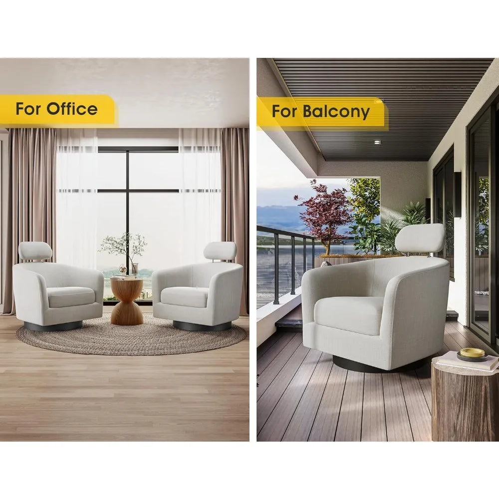 Mid Century 360° Swivel Accent Chairs, Cuddle Barrel armchairs Spinning Chair, Round Armchairs with Wide Upholstered