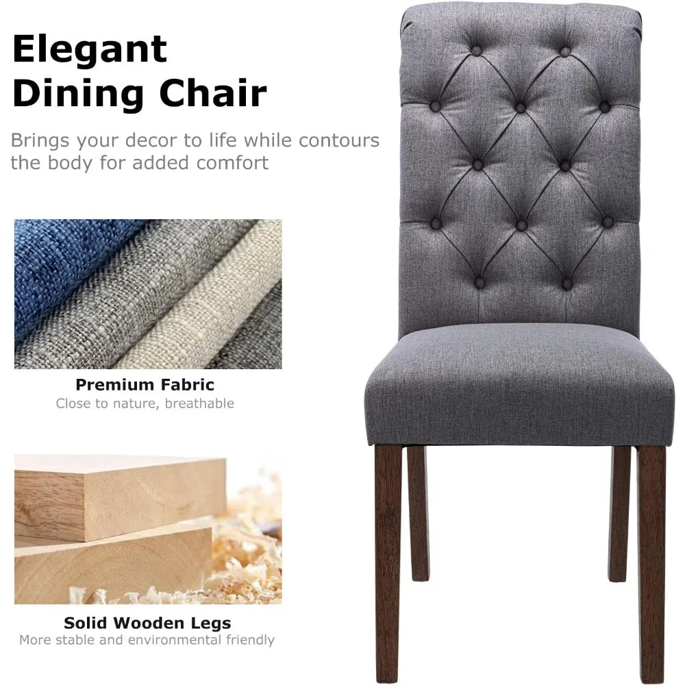 Button Tufted Dining Chairs Set of 2, Accent Parsons Diner Chair Upholstered Fabric Dining Room Chairs Stylish Kitchen Chairs
