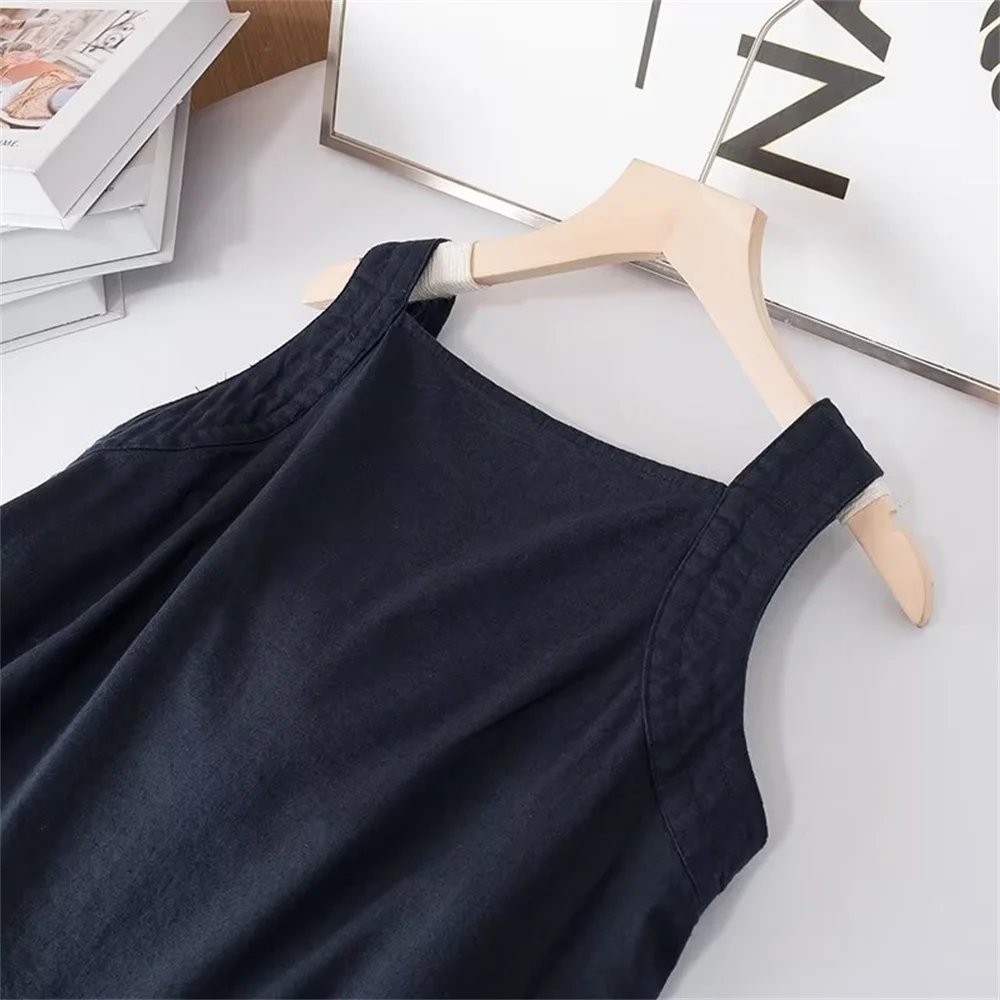 Cos Lris 2024 Summer Women's Clothing Casual Versatile Loose Back Bow Decorated Sleeveless Camisole Top