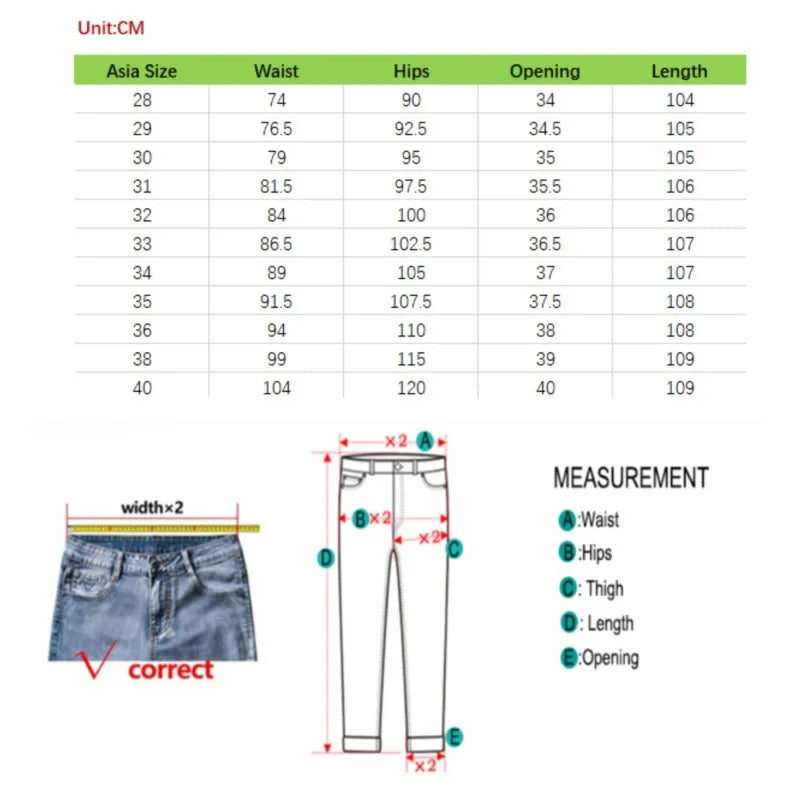 Denim New Men's Jeans Elastic Business Straight Fashion Long Pants New Arrivals Comfortable Daily Pants Black Blue Trousers