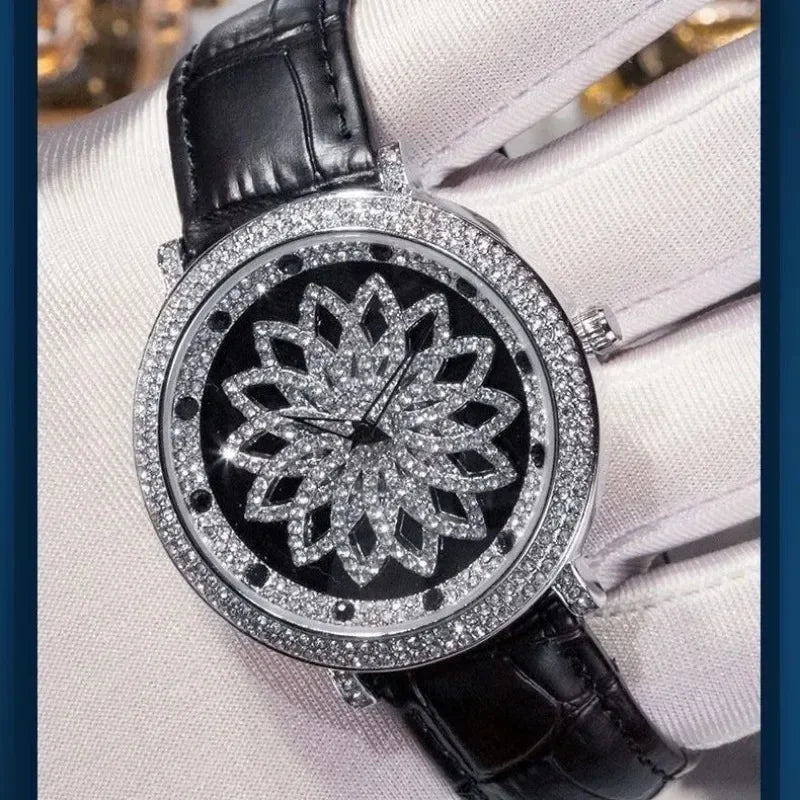 Good Luck Couple Watch Rotable Dial Luxury Diamonds Waterproof Lady Watches Babysbreath Fashion Mens Clock Men and Women Relógio