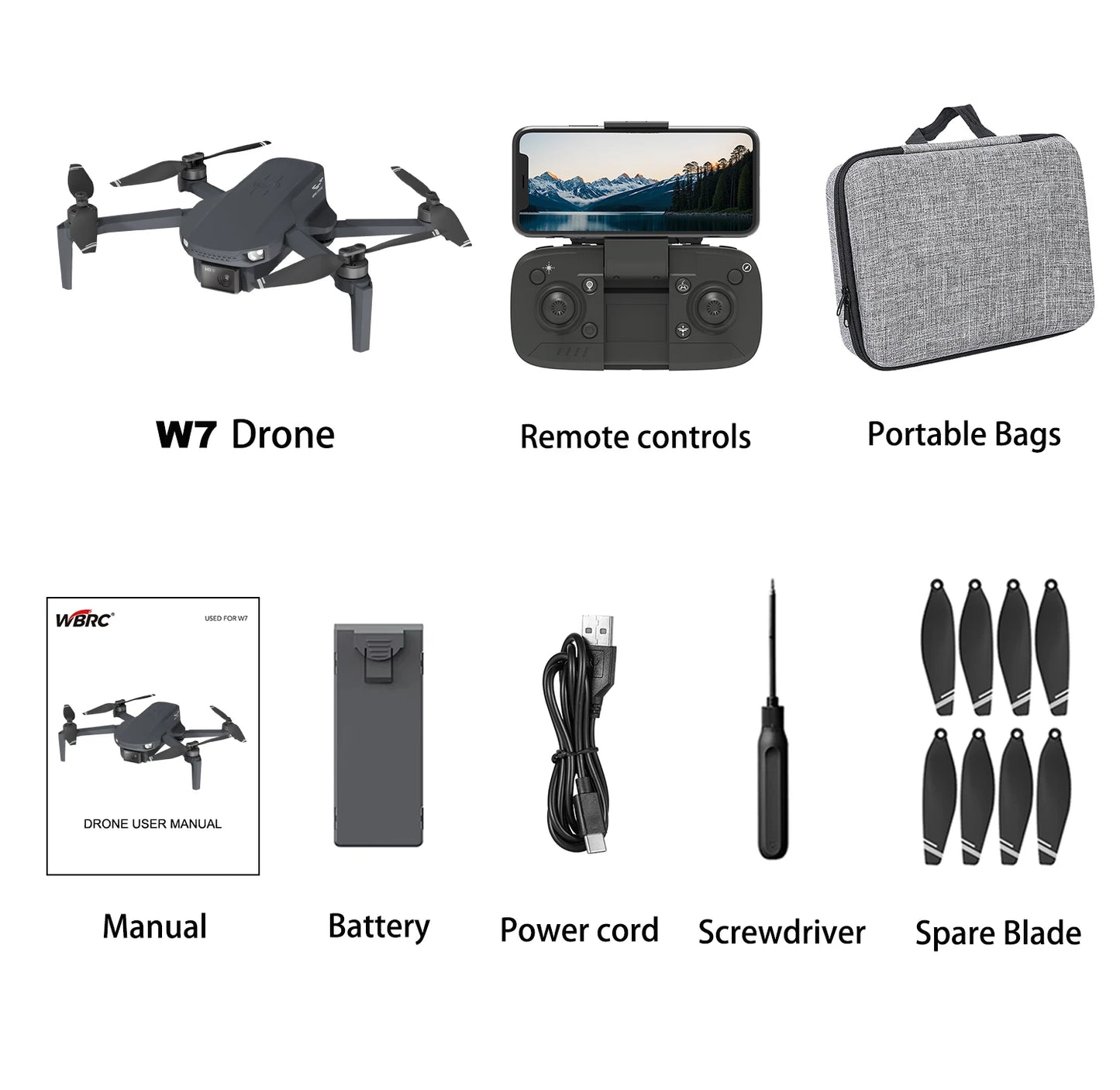 W7 Mini professional GPS Drone with Camera for Kids Adults-4K FPV Camera Foldable Drone with Stable Altitude Hold, DJI agent