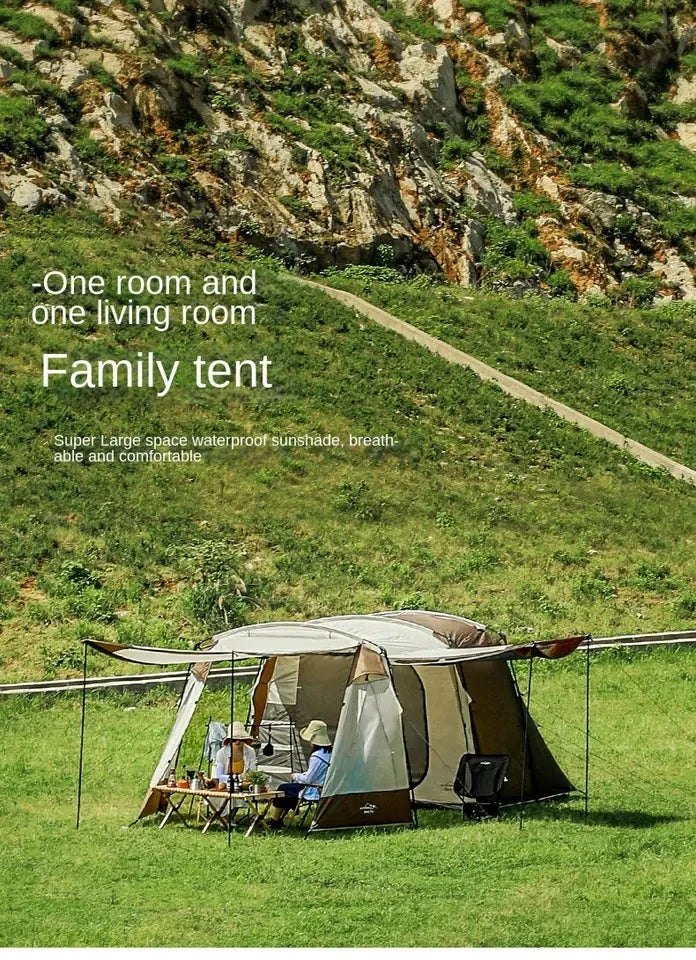 Tunnel camping tent luxury Camping one room two rooms family style large space for family