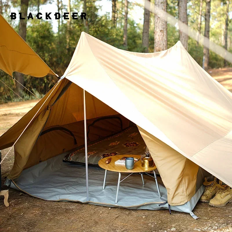 BLACKDEER Outdoor Tent Camping Cotton Roof Waterproof Anti Uv Beach Outdoor Luxury Large Cotton Tarps Large Family 4 People