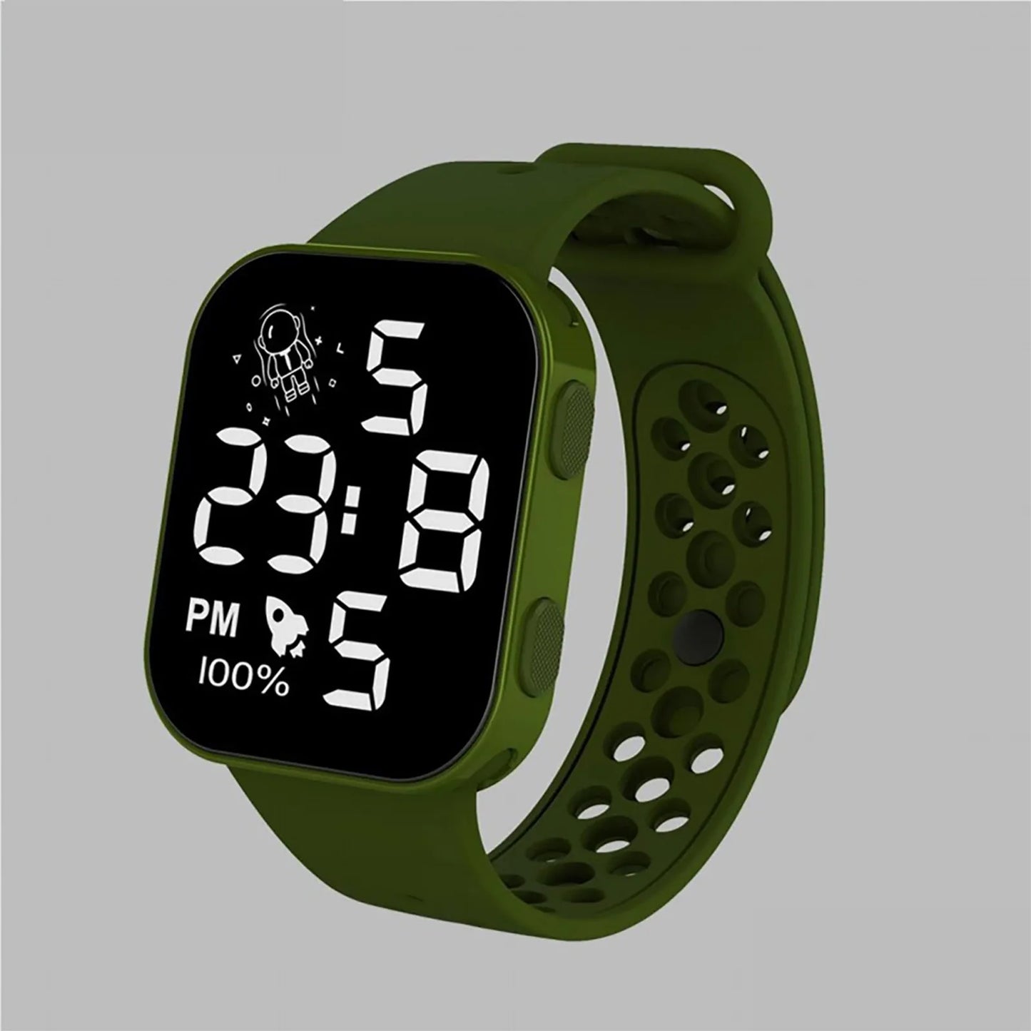Children'S Sports Watches Outdoor Electronic Square Dial Watches Of Students Silicone Band Time Display Wristband Girls Boys