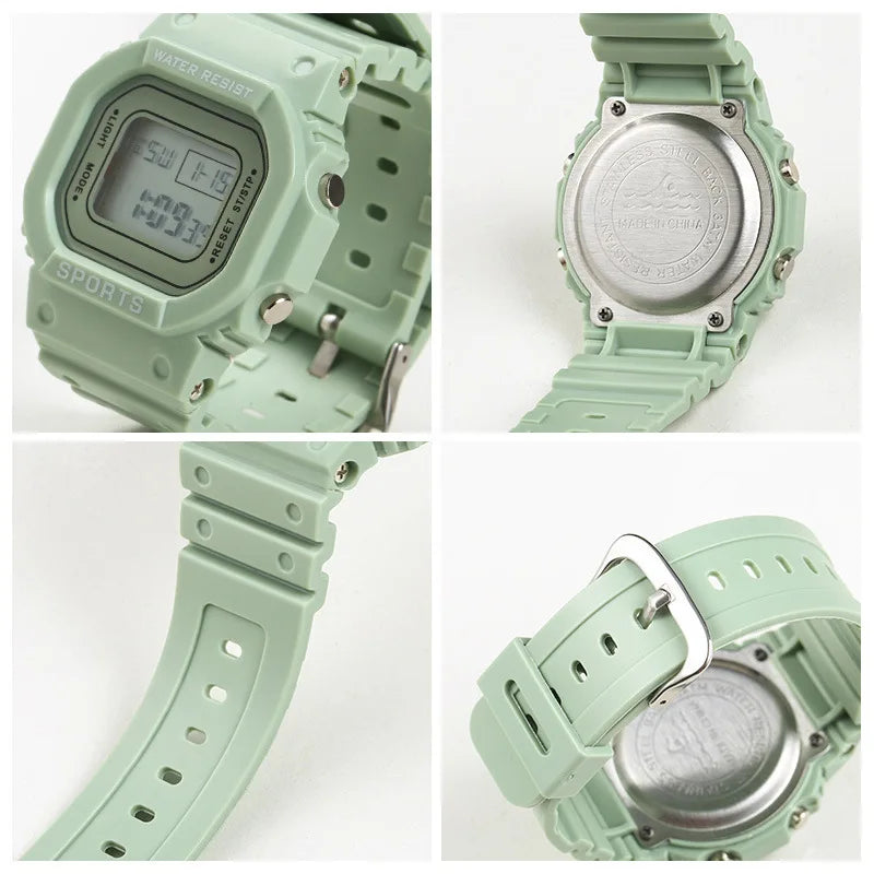 Sports Watch Boys Girls Student LED Electronic Watch Colorful Men Women Square Digital Watches Waterproof Rubber Clock