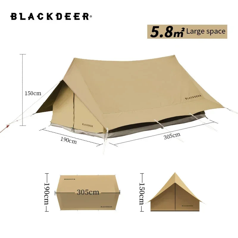 BLACKDEER Outdoor Tent Camping Cotton Roof Waterproof Anti Uv Beach Outdoor Luxury Large Cotton Tarps Large Family 4 People