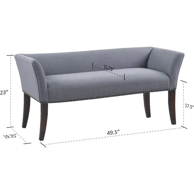 Madison Park Welburn Upholstered Tufted Entryway Accent Bench with Back, Nailhead Trim, and Padded Seat Mid-Century Modern