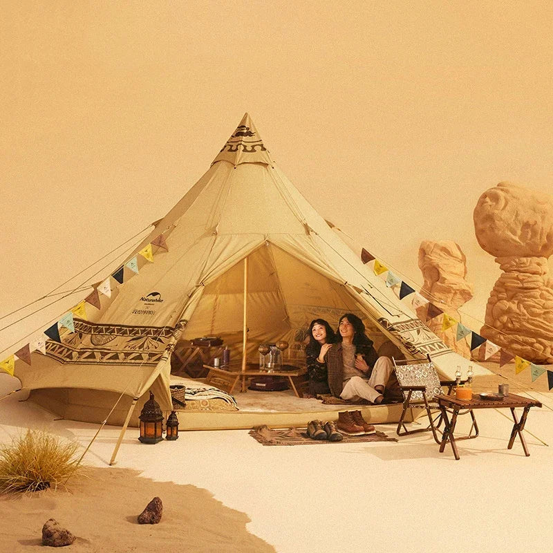 Outdoor Waterproof Tent Light Luxury Cotton Pyramid Camp Thickened Large Space Indian Tent Sunscreen Zanzariera Camping Tent