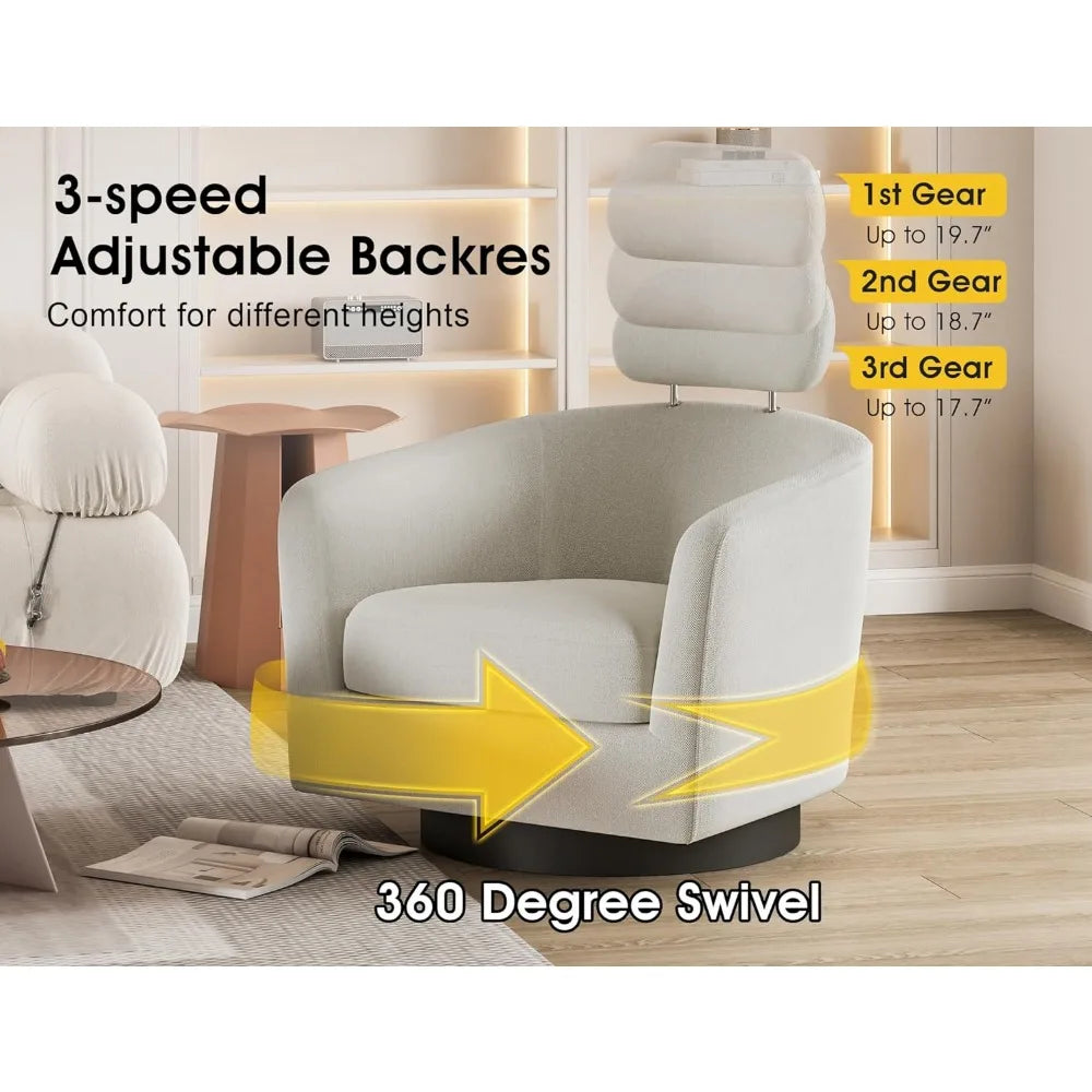 Mid Century 360° Swivel Accent Chairs, Cuddle Barrel armchairs Spinning Chair, Round Armchairs with Wide Upholstered