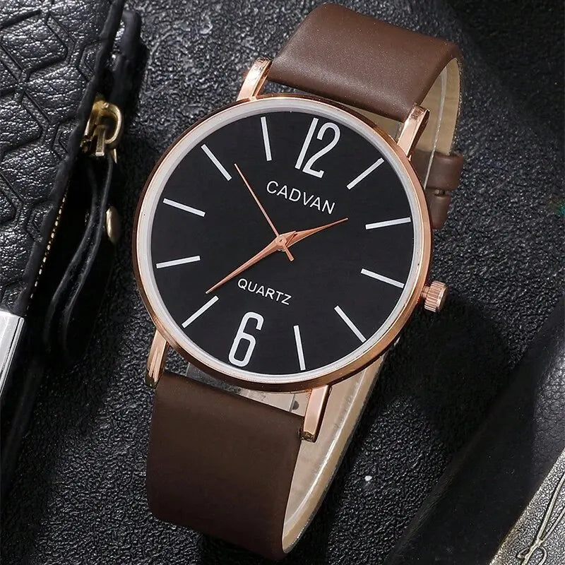 Mens Fashion Watches Minimalist Business Casual Quartz WristWatch Leather Strap Watches Luxury Big Dial Analog Watches Man Clock