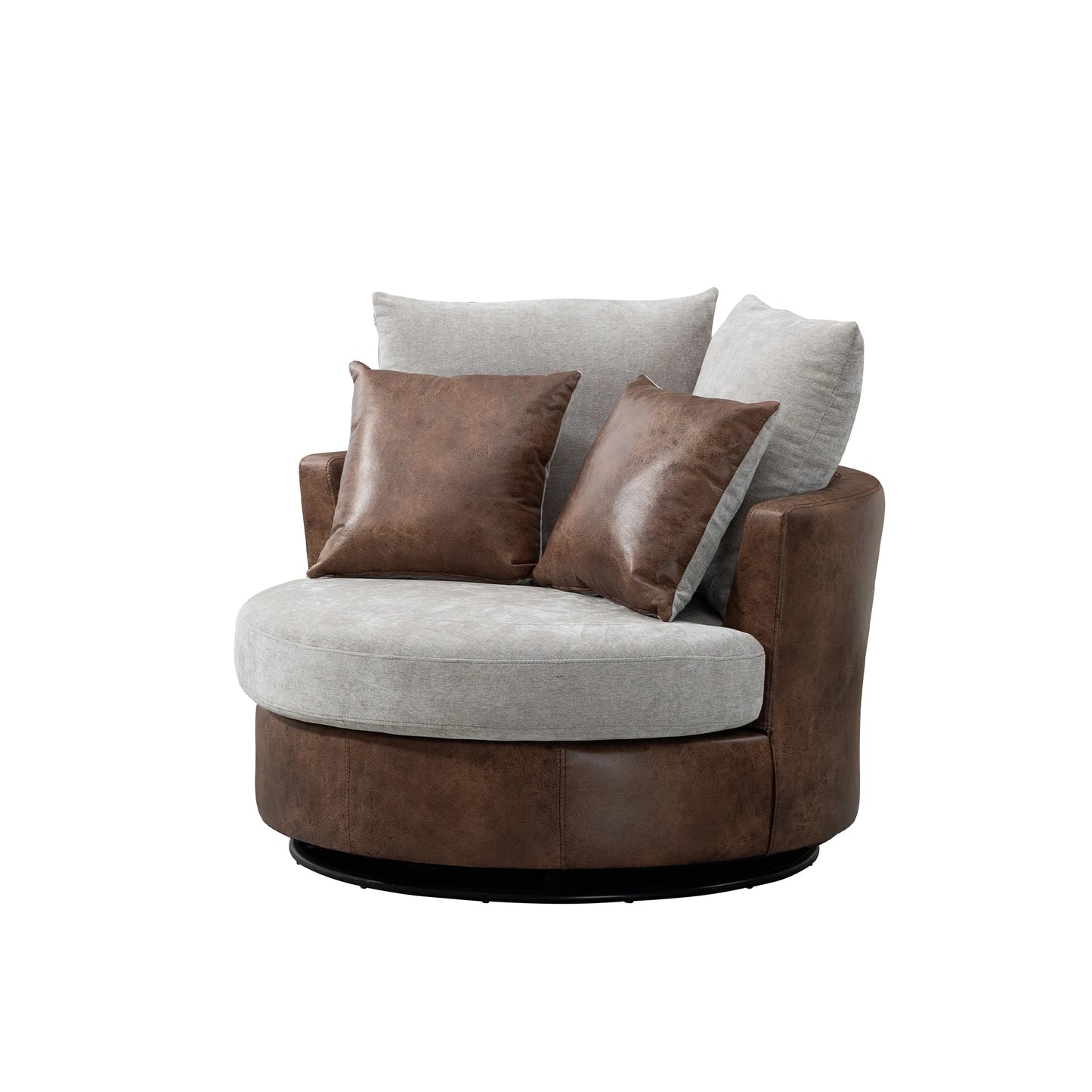 42.2"W Swivel Accent Barrel Chair and Sofa With 4 Pillows 360 Degree Swivel Round Sofa Oversized Arm Chair Cozy Club Chair