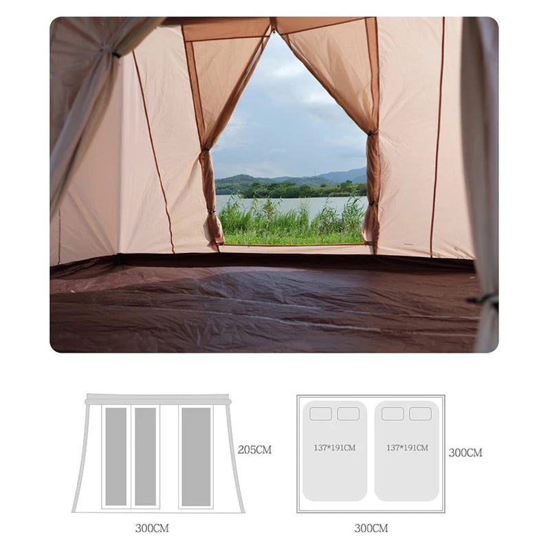 Oxford Cloth Camping Tent, Luxury Family Camping, Folding, Hands Up, Easy to Build, Beautiful, 4 People
