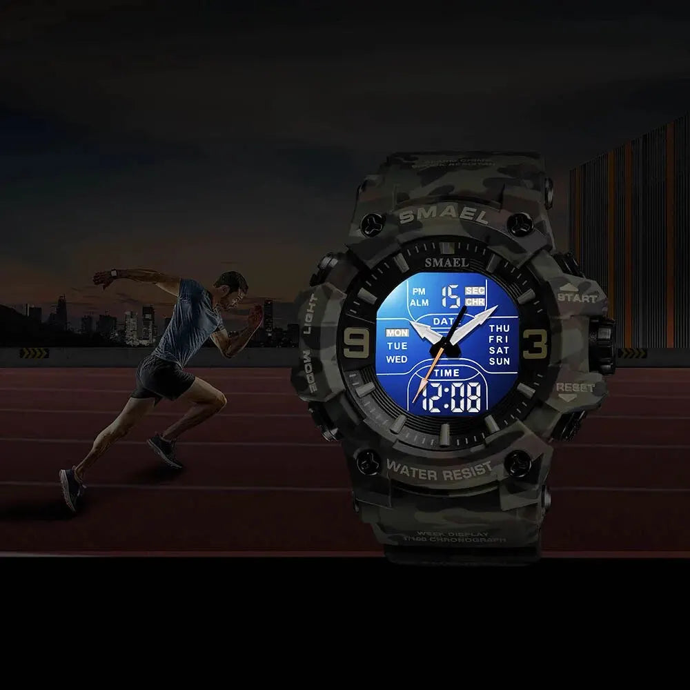 SMAEL 8049MC Camouflage New Style Digital Waterproof Sports Watches Men's Shock Analog Dual Display Watch