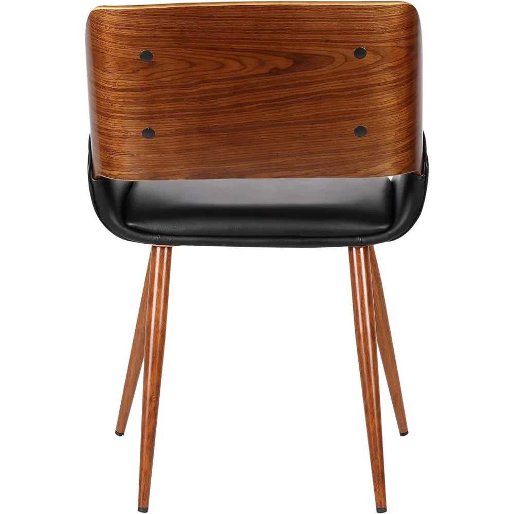 Panda Mid Century Modern Upholstered Fabric and Walnut Wood Dining Accent Chair for Kitchen Table Desk Vanity