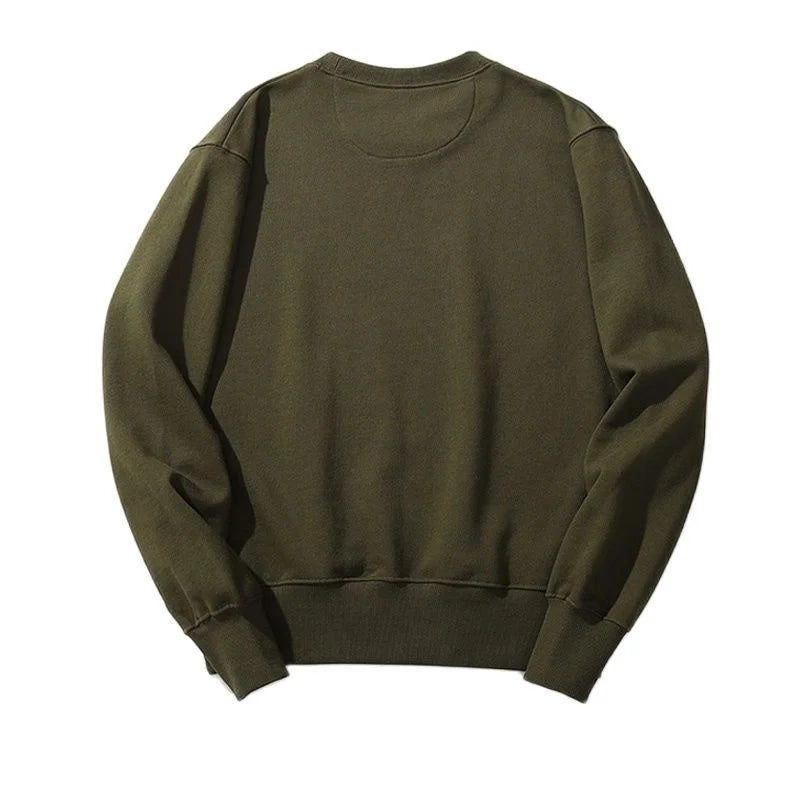 Winter Heavy Weight Cotton Hoodie Men Black White Round Neck Long Sleeve Sweatshirt Casual Fashion Streetwear Hoodies Oversize