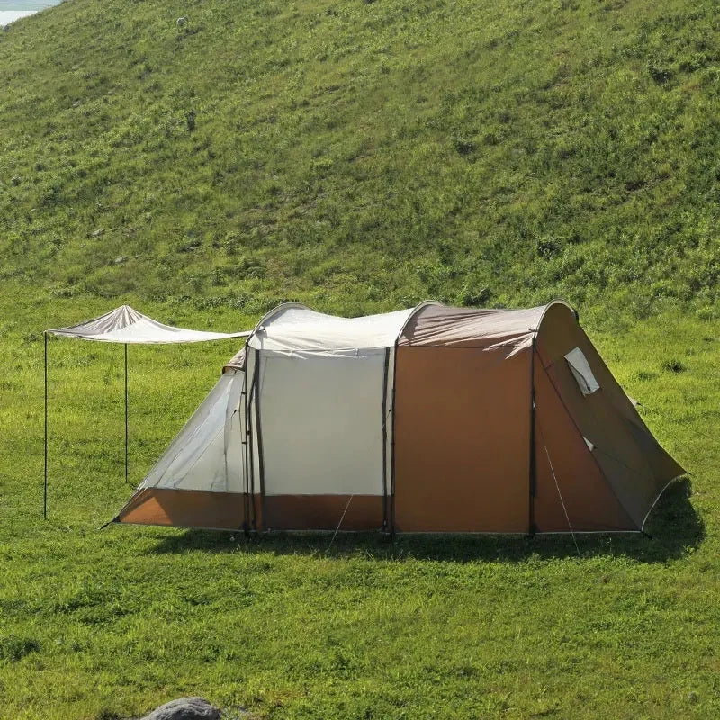 Tunnel camping tent luxury Camping one room two rooms family style large space for family