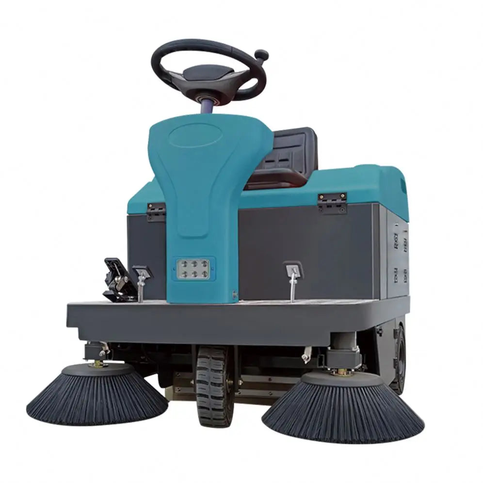 China Factory Electric Battery Ride On Floor Sweeper Four Wheel Steering Road Cleaning Machine