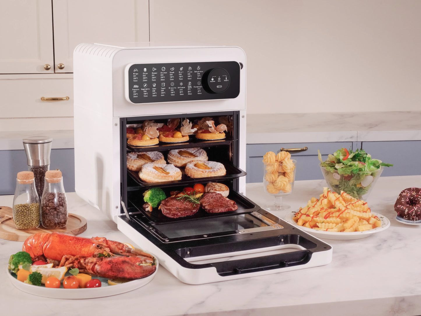 Digital Air Fryer 15L Chicken Without Oil Stainless Steel Toaster Oven Machine Steam Pressure Electric Deep Air Fryer