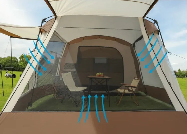 Tunnel camping tent luxury Camping one room two rooms family style large space for family