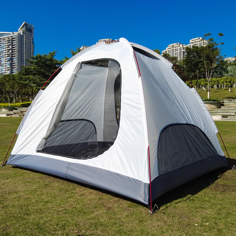 Outdoor Camping 3-4 People Black Coated Tent Luxury Portable Tunnel Tent Sunproof and Rainproof Camping