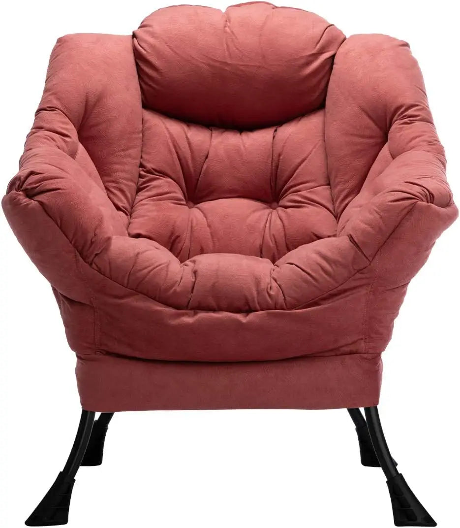 Fabric Large Lazy Chair, Accent Reading Chair, Cozy Lounge Chair with Armrest, Leisure Sofa Chair for Living Room