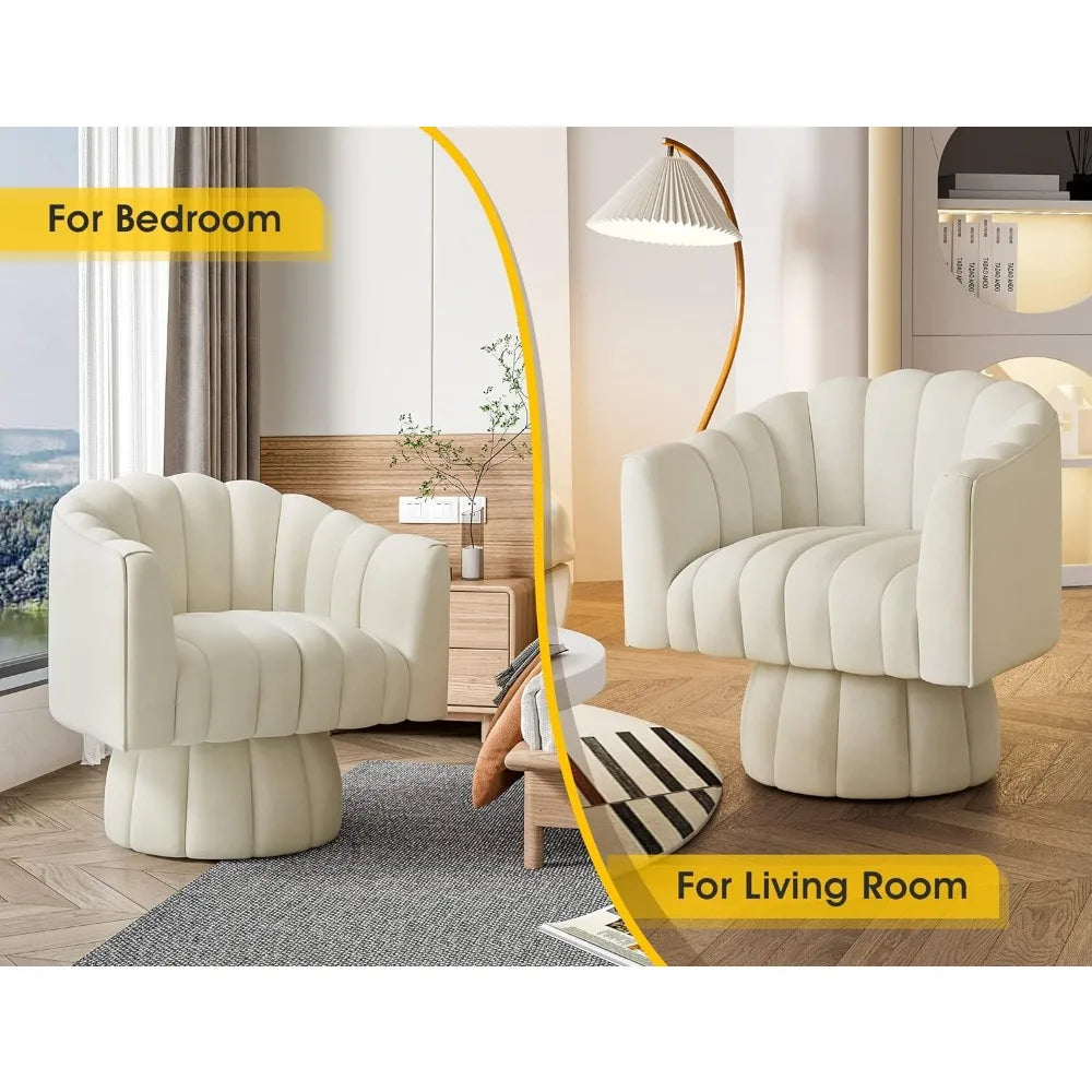Mid Century 360 Degree Swivel Cuddle Barrel Accent Sofa Chairs, Round Armchairs with Wide Upholstered