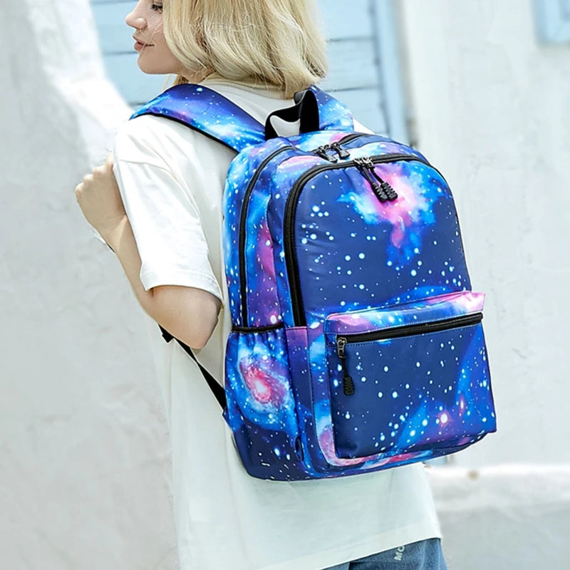 for Galaxy Backpack Bookbag for School College Laptop Travel Student Multi Compartment with USB Charging Port Anti theft