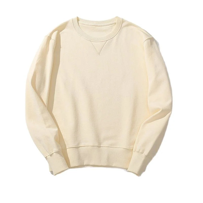 Winter Heavy Weight Cotton Hoodie Men Black White Round Neck Long Sleeve Sweatshirt Casual Fashion Streetwear Hoodies Oversize