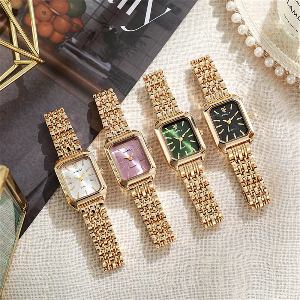 YIKAZE 2024 New Women Watch Light Luxury Brand Stainless Steel Ladies Business Watches Female Student Fashion Quartz Wristwatch