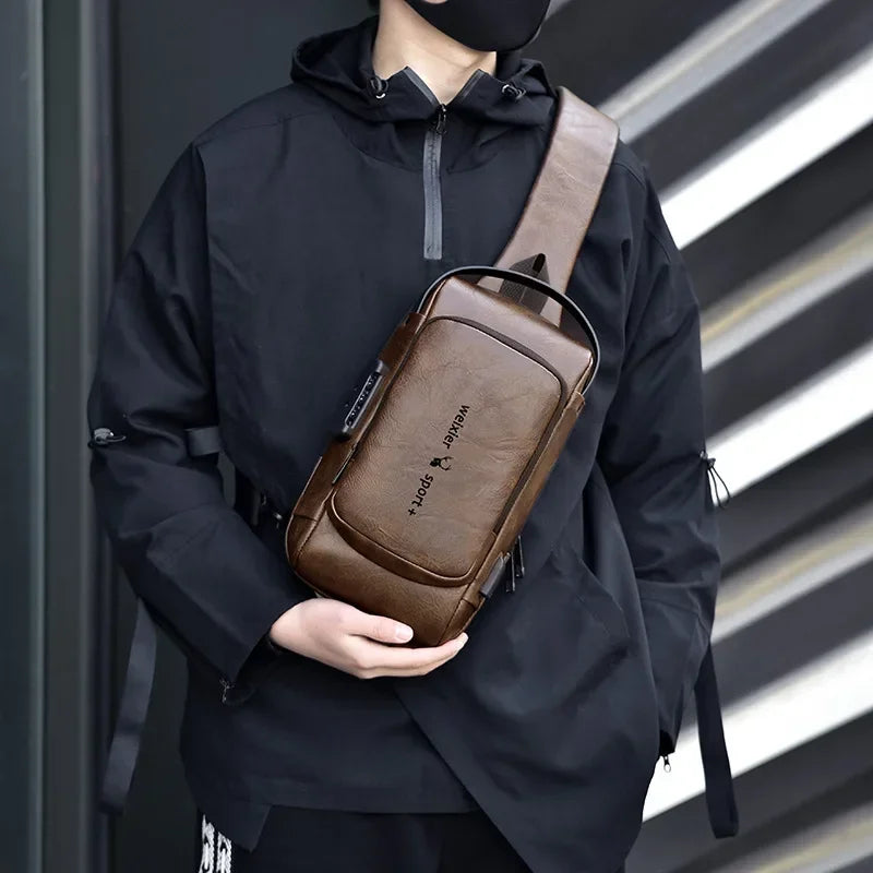 New Men Shoulder Bag USB Charging Sport Sling Pack Backpack Cross body Chest Bag Anti-theft Travel Male Side Messenger Bag bolso
