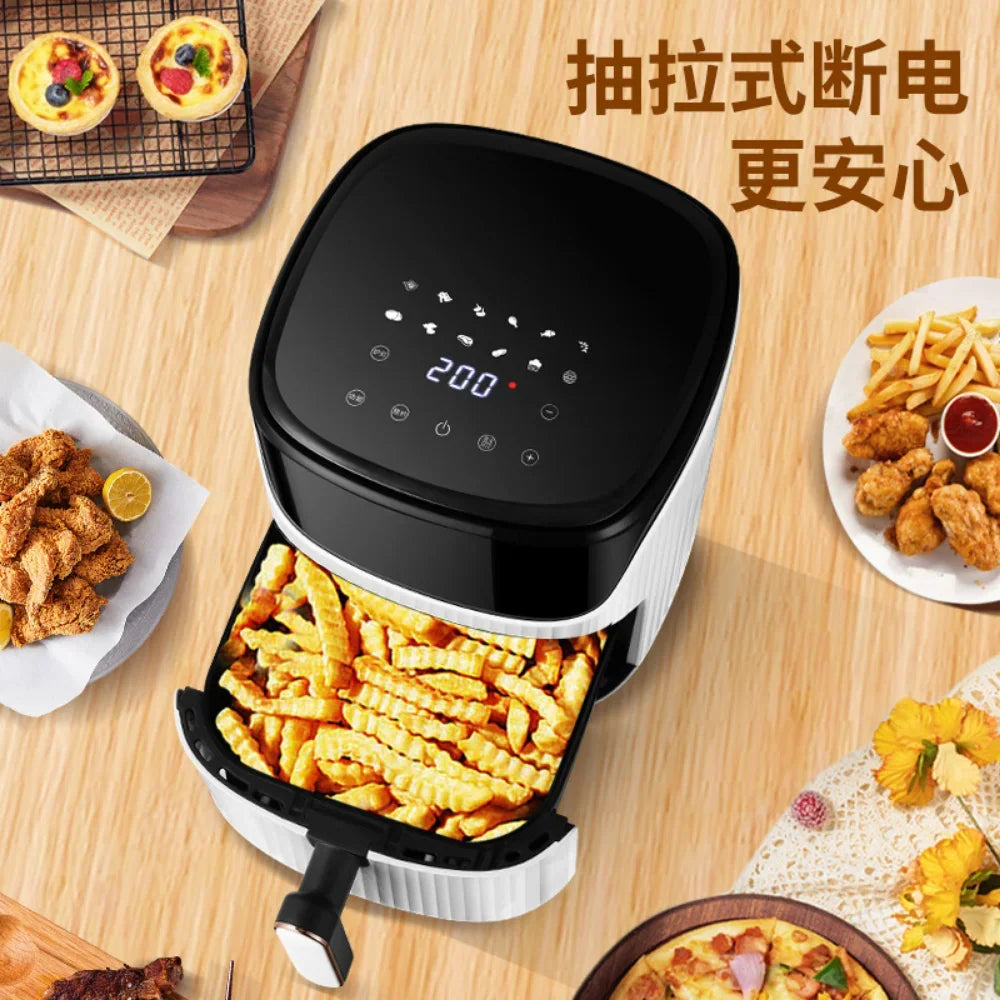 Air Fryers 10L Without Oil Hot Air Electric Fryer with Viewable Window Touch Screen Home Deep Fryer Machine Plug