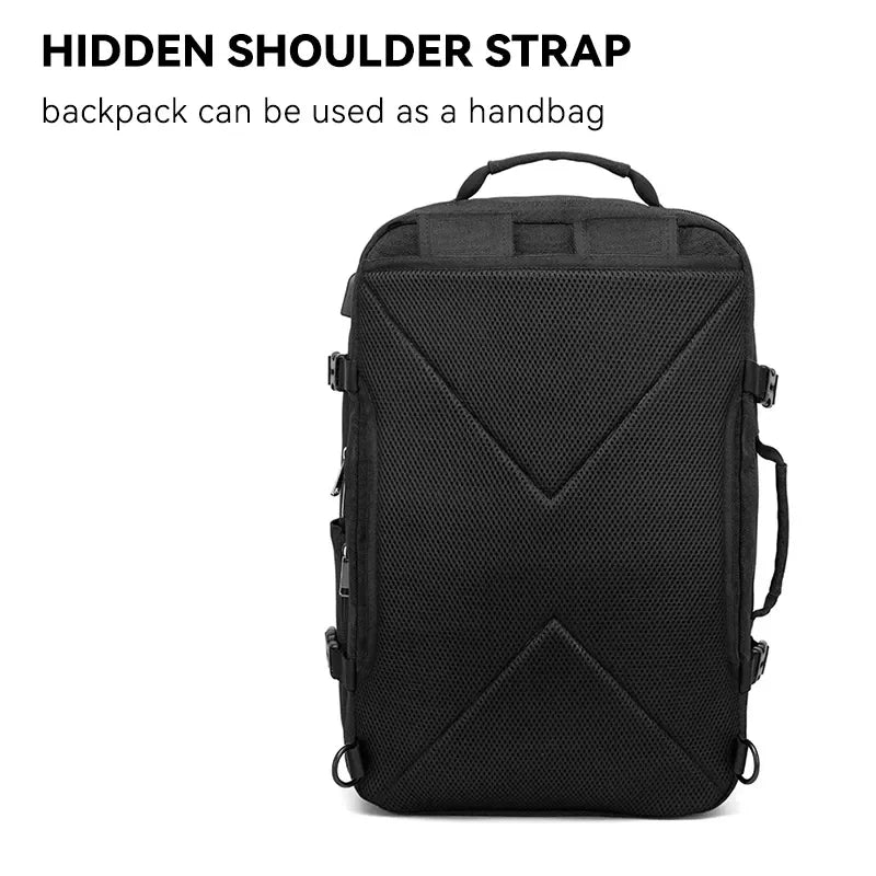 40L Mens Backpack Large Capacity Expandable Male Business Travel Bags USB Charging Canvas Waterproof 17.3 Inch Laptop Backpacks