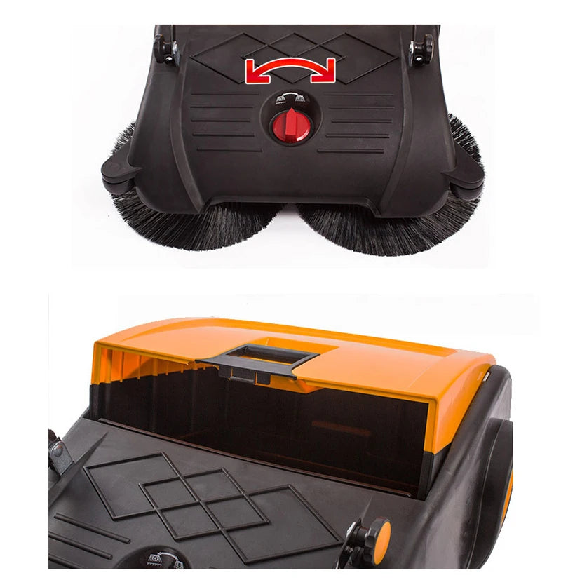750 Hand Push Brush Road Street Leaf Floor Sweeper Outdoor Indoor Warehouse Cleaning Machine