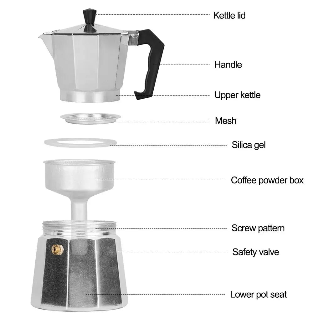50-450ML Moka Pot Classic Italian Café Brewing Tools Espresso Maker Italian Coffee Machine Mocha Coffee Maker Espresso