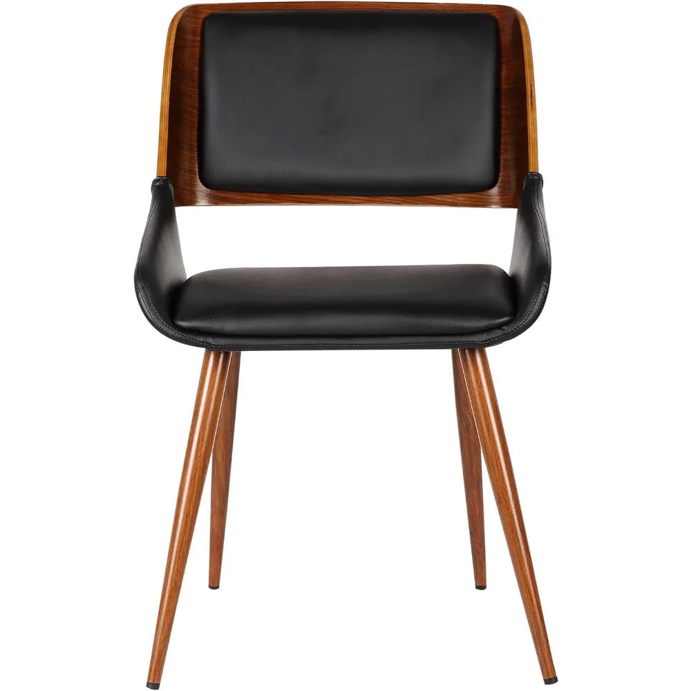 Panda Mid Century Modern Upholstered Fabric and Walnut Wood Dining Accent Chair for Kitchen Table Desk Vanity