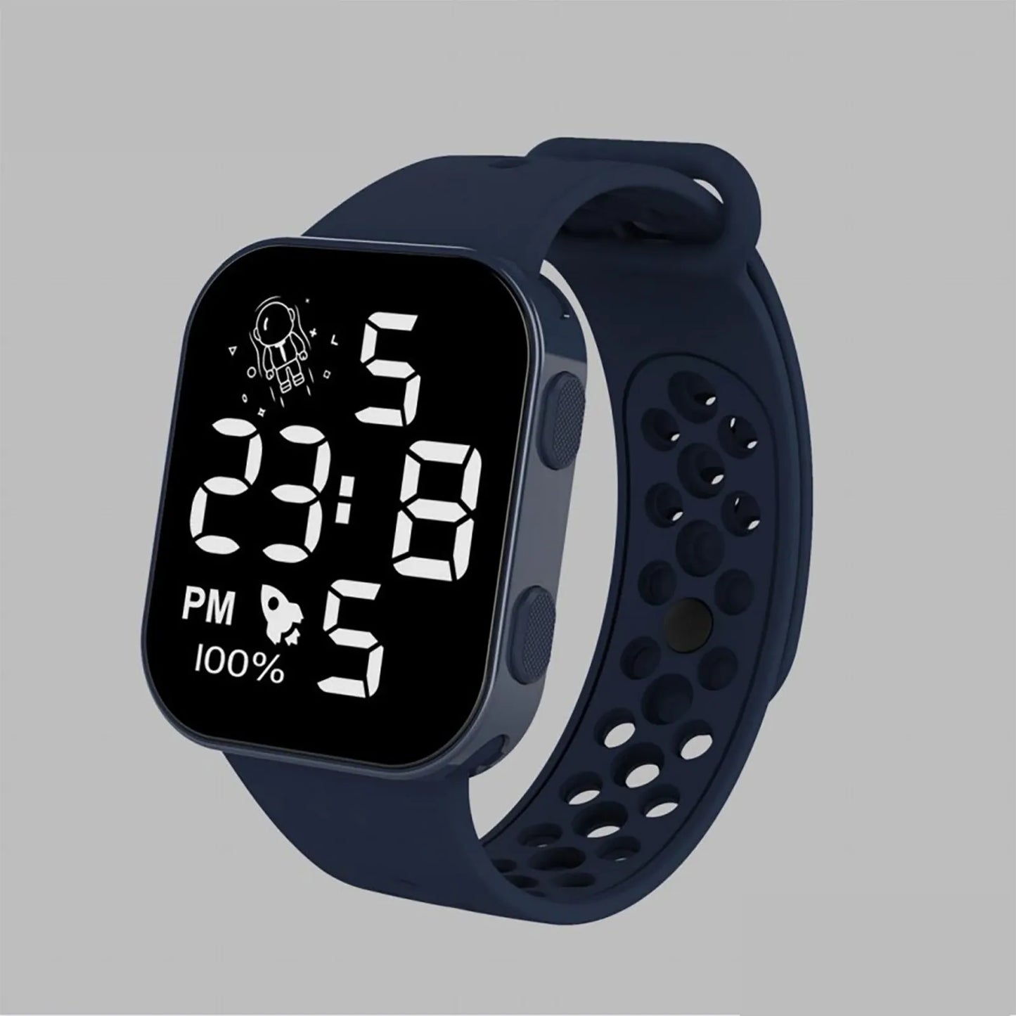 Children'S Sports Watches Outdoor Electronic Square Dial Watches Of Students Silicone Band Time Display Wristband Girls Boys