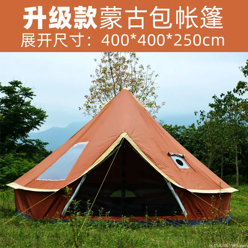 6-10Persons Luxury Mongolia Yurt Family Travel Hiking Antistorm Outdoor Camping Castle Tent Silver Coated UV Function