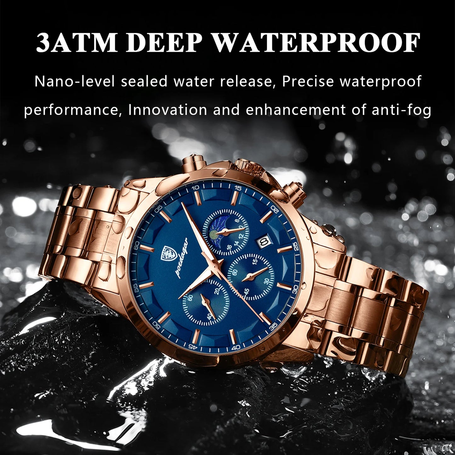POEDAGAR 2023 Luxury Man Wristwatch Military Waterproof Luminous Chronograph Men Watch Stainless Steel Men's Quartz Watches+box